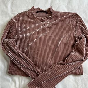 Velvet Ribbed Long Sleeve Top